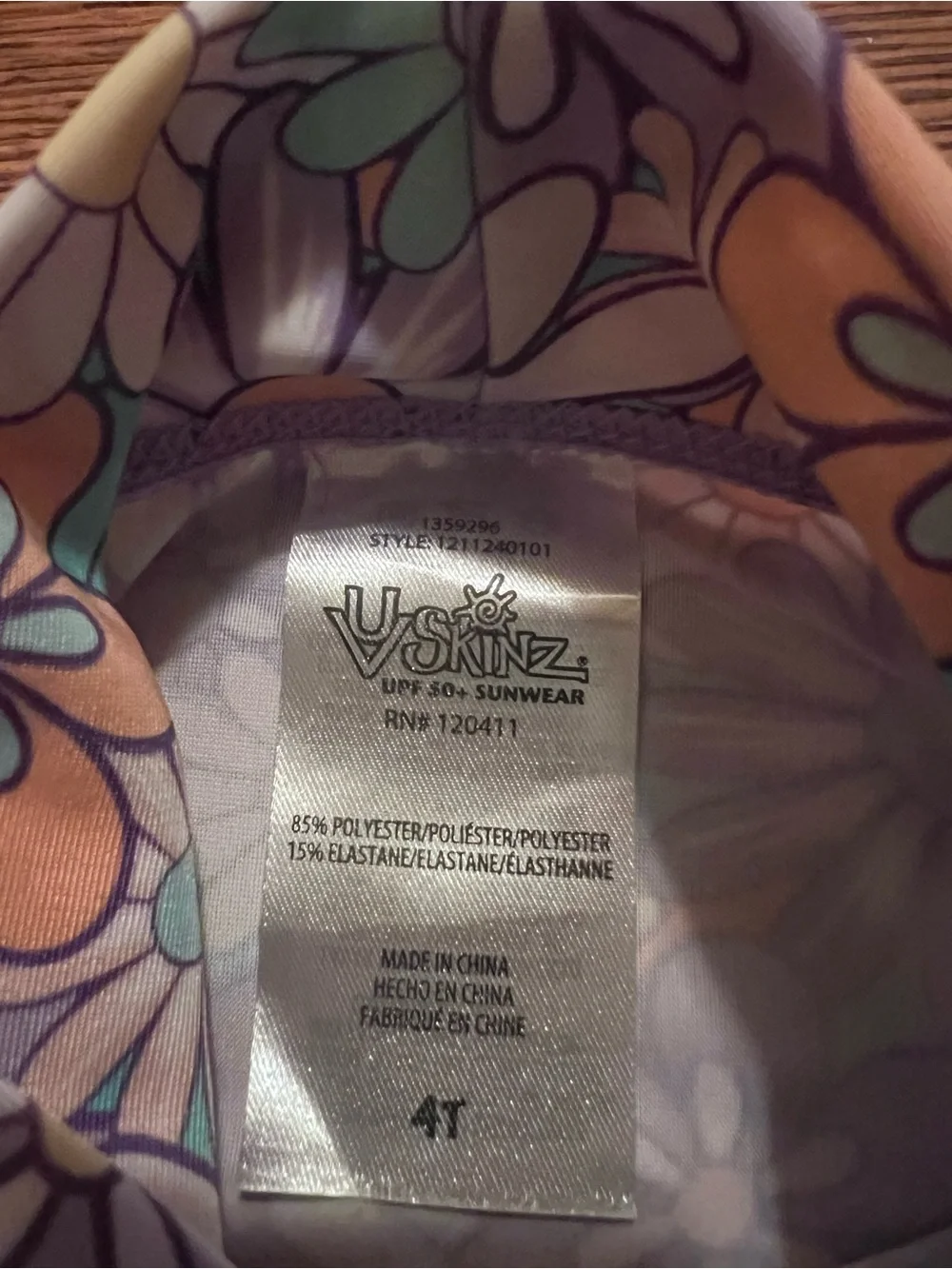 UVSkinz Kids Pastel Floral/Striped Swimsuit 3-Piece Set -NWOT - Size 4T